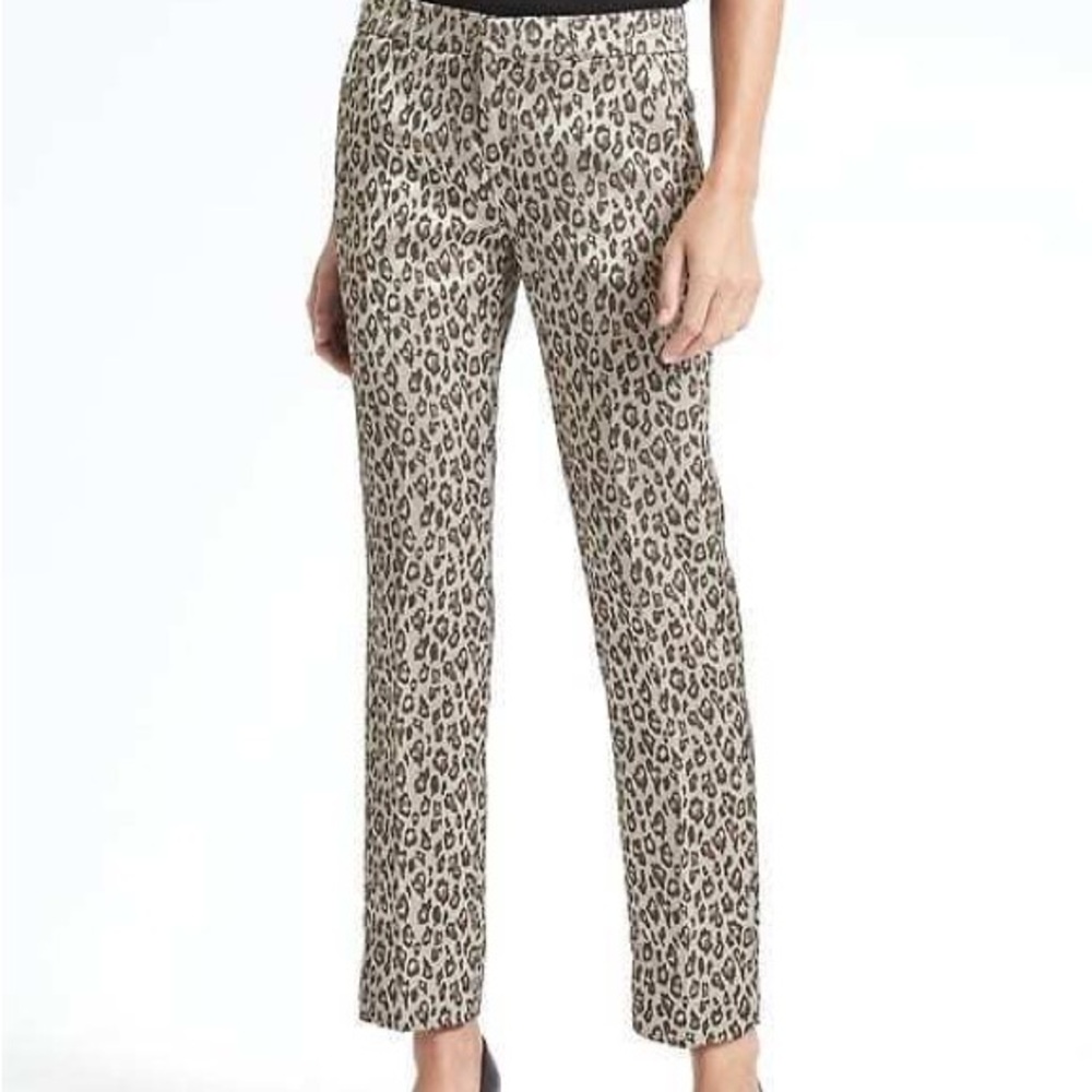 Banana Republic Avery-Fit Silky Animal Print Straight Leg Trouser Sz 8L